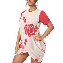 Load image into Gallery viewer, UTO IV &quot;Cheesecake&quot; Women’s Stacked Hem Dress With Short Sleeve（Plus Size）
