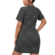 Load image into Gallery viewer, UTO IV &quot;Midnight&quot; Women’s Stacked Hem Dress With Short Sleeve（Plus Size）

