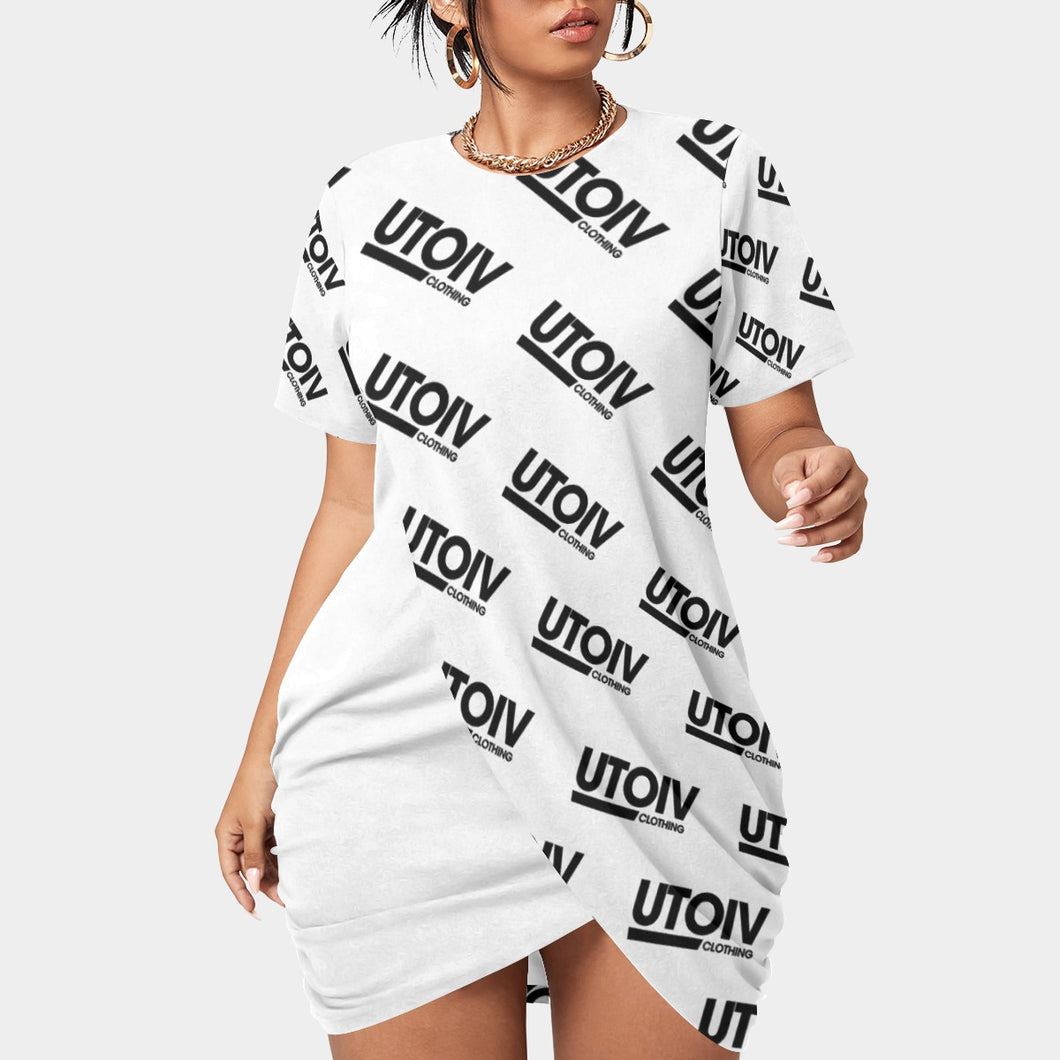 UTO IV Women’s Stacked Hem Dress With Short Sleeve（Plus Size）